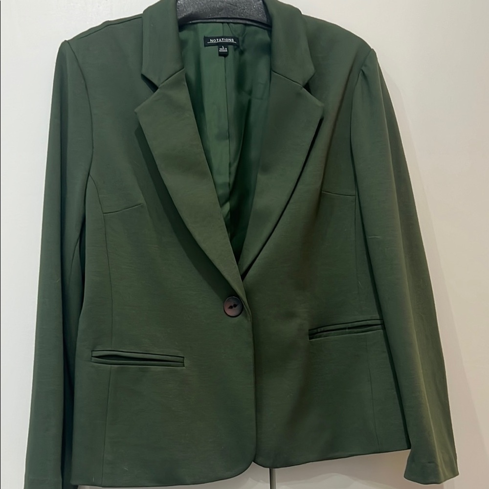 Notations Green Tailored Blazer With Notched Lape… - image 1